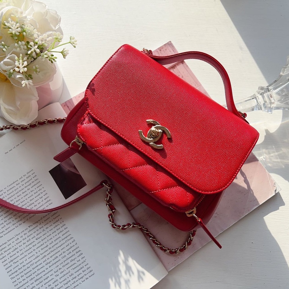 Chanel Small Business Affinity Flap Caviar Red GHW